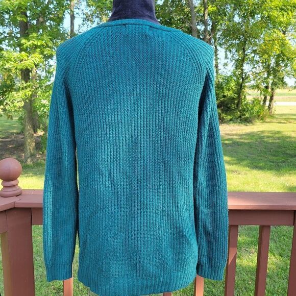 SO Brand Ladies Pullover Vneck knit Oversized Sweater sz Large Dark Green - Picture 6 of 14
